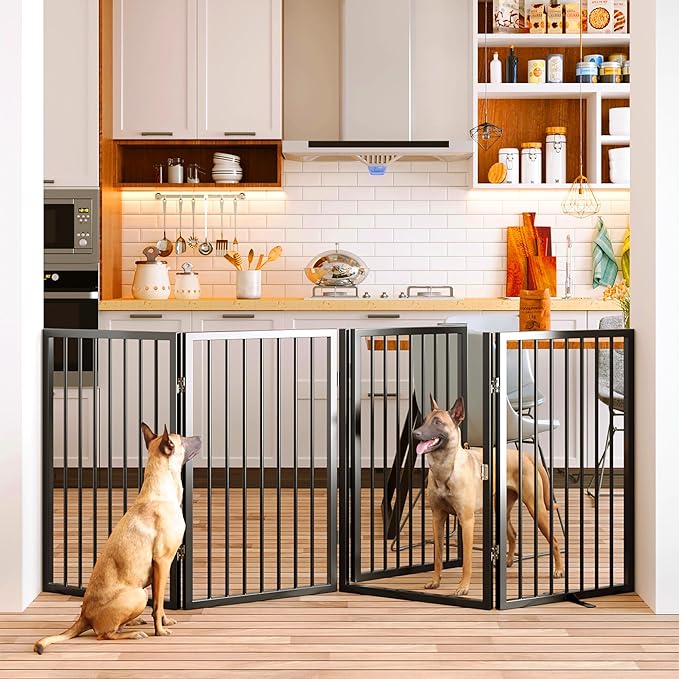 Vantas Folding No-Assembly Metal Pet Gate 80" Wide, Freestanding Accordion by Vantas