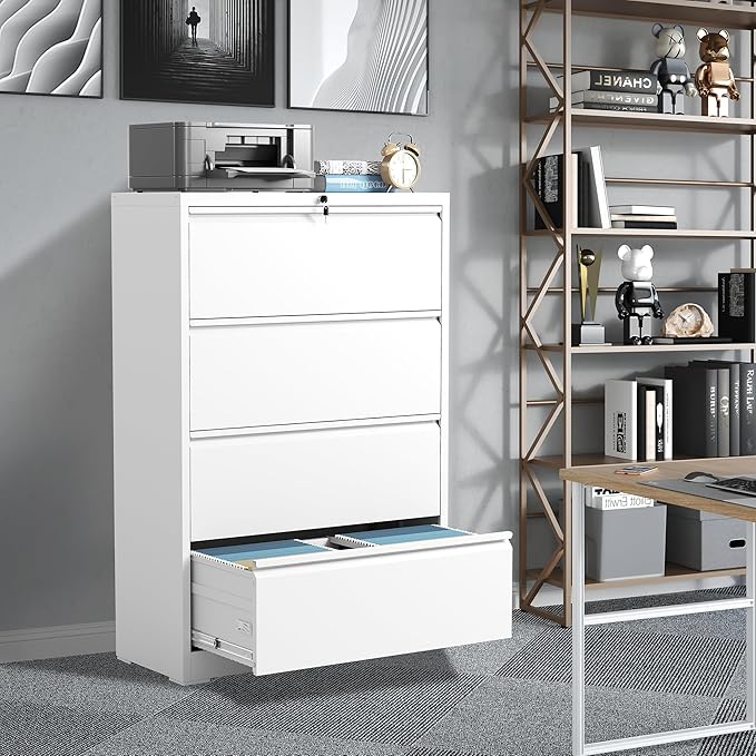 File Cabinets 4 Drawer, Metal Office Storage Filing Cabinet - Image 2