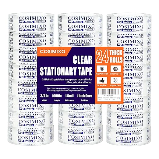 COSIMIXO 24Rolls Crystal Clear Tape Refills by COSIMIXO
