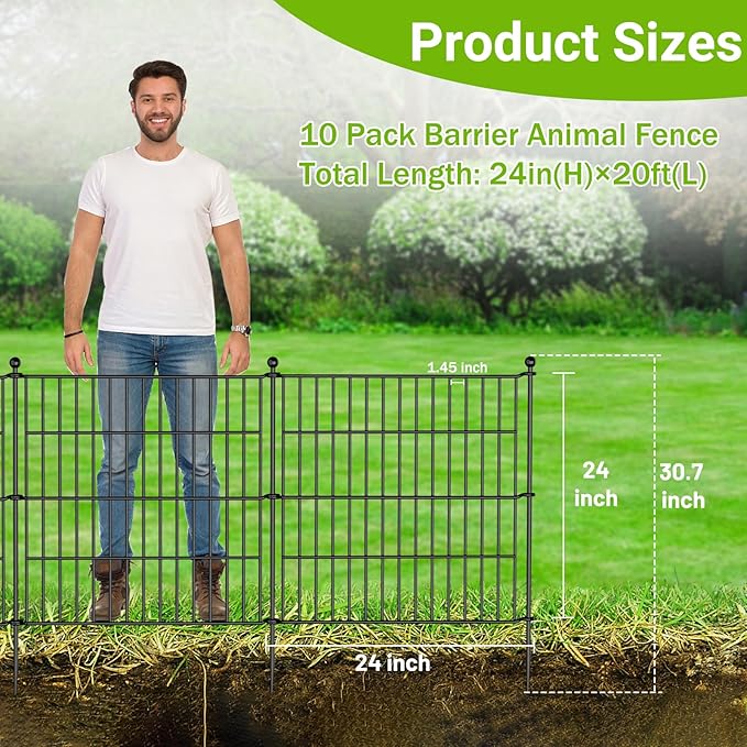10 Panels No Dig Decorative Outdoor Garden Fence - Image 2
