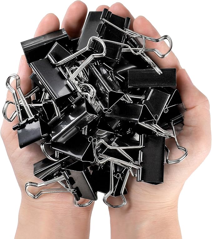300 Pack Medium Binder Clip, 1-1/4 Inch Metal Black Fold Back Clips, Standard - Image 4