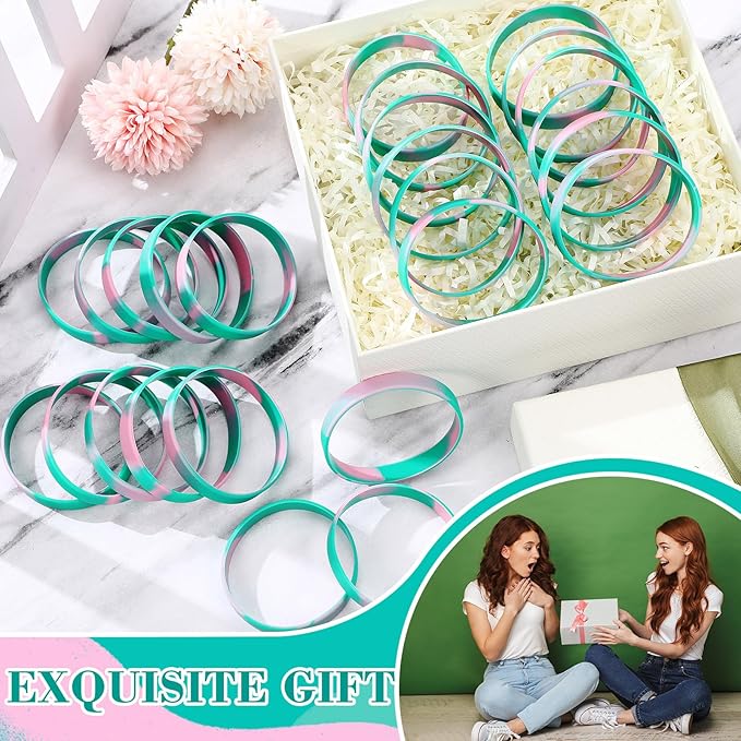 Liliful 100 Pcs Silicone Rubber Wristbands Rubber Wristband Bracelet Bands - Image 6