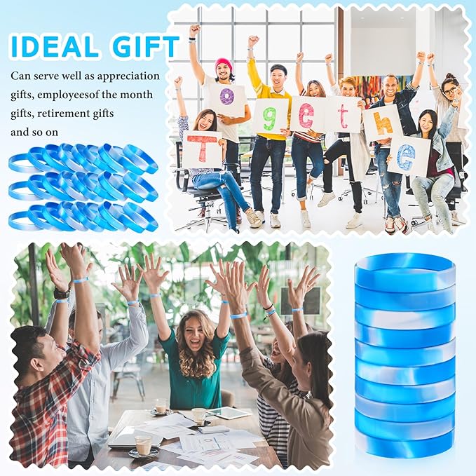 Liliful 100 Pcs Silicone Rubber Wristbands Rubber Wristband Bracelet Bands - Image 3