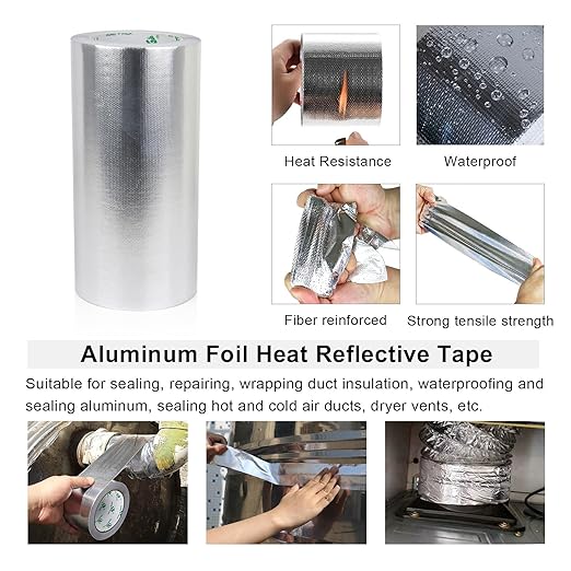 BOMEI PACK Adhesive Aluminum Foil Heat Shield Tape Barrier, Fiberglass Thermal - Image 6