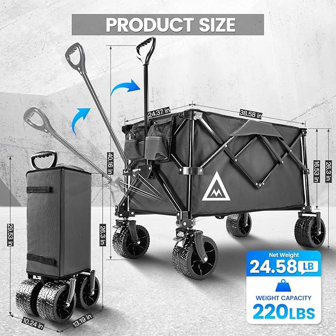 Wagon Cart Shopping Foldable Folding Collapsible - Image 2