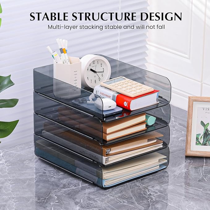 2 Pack Stackable Paper Tray Organizer, Office Organizer and Storage - Image 3