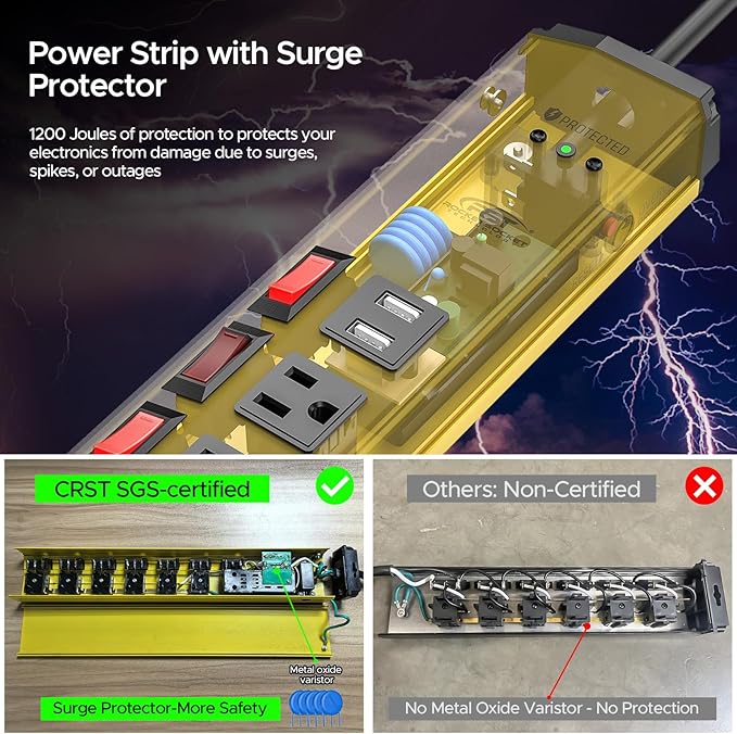 CRST 6-Outlet Heavy Duty Power Strip - Image 7