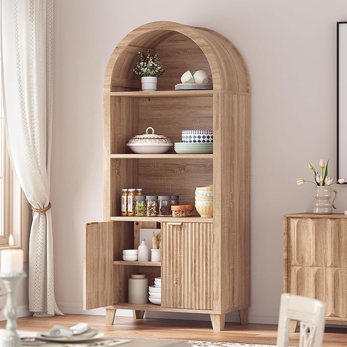Arched Storage Cabinet, 5-Tier Pantry Cabinet - Image 9