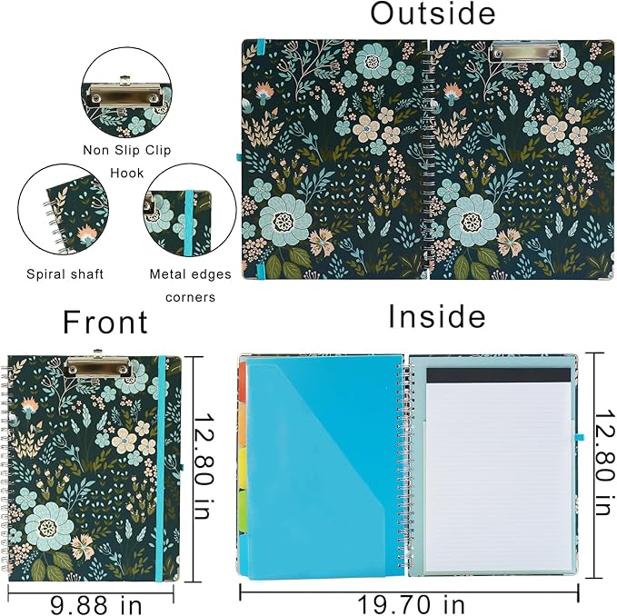 Clipboard Folio Spiral Folder Board, 5 Extra Folders - Image 2
