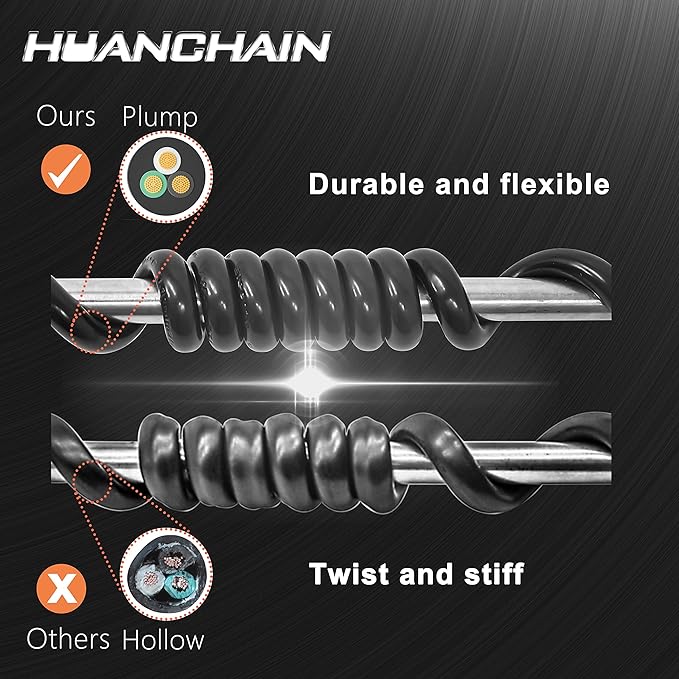 HUANCHAIN 4 FT 16 Gauge Black Indoor Outdoor Extension Cord Waterproof - Image 6