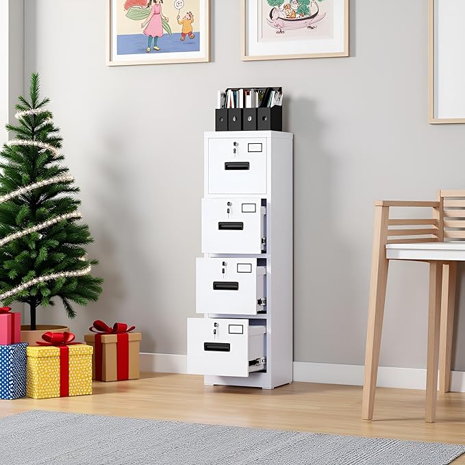 SUXXAN 4 Drawer File Cabinet, Metal Vertical File Storage Cabinet - Image 2