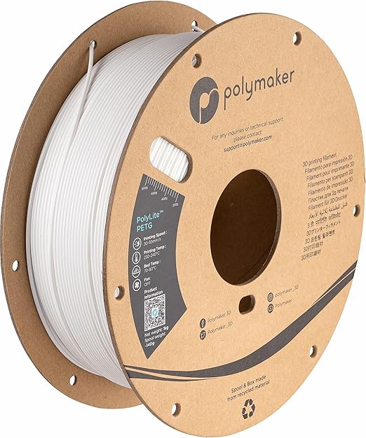 Polymaker PolyLite White 3D Printer PETG Filament 1.75mm 1kg, Legacy PETG by Polymaker