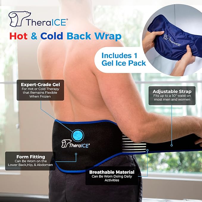 TheraICE Ice Pack for Back Pain Relief | Reusable Lower Back Wrap for Hot or - Image 2