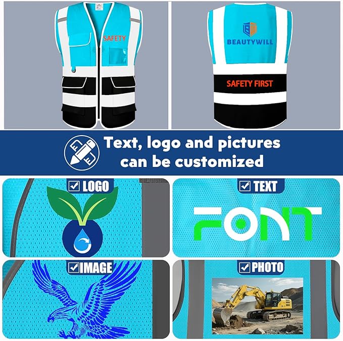 BeautyWill Custom Safety Vest Customized Logo Class 2 High Visibility - Image 5