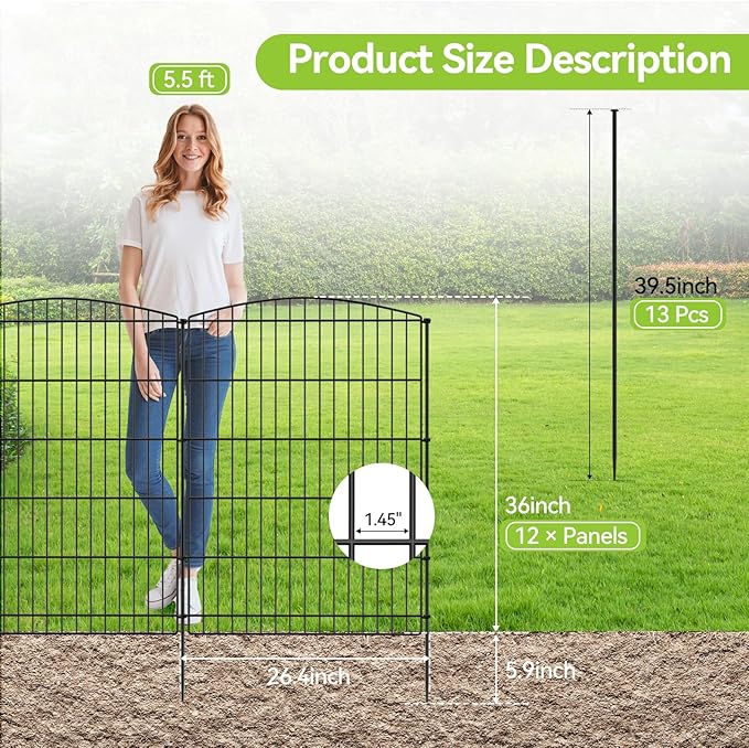INJOPEXI Decorative Garden Fence 12 Panels 23.6ft×36in Garden Fences - Image 2