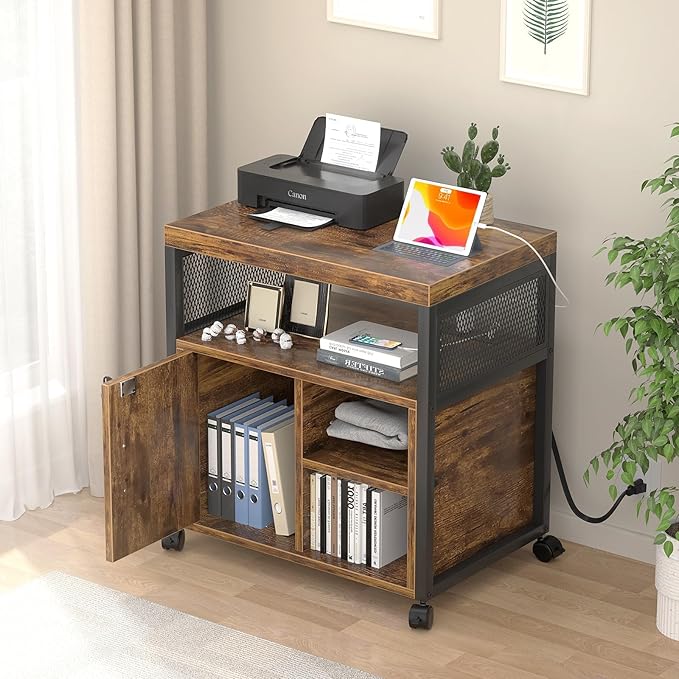 Unikito Rolling File Cabinet, Lateral Filing Cabinet on Wheels Mobile Office - Image 7
