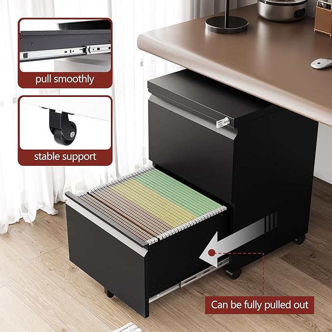 2 Drawer File Cabinet，Mobile Filing Cabinet - Image 7
