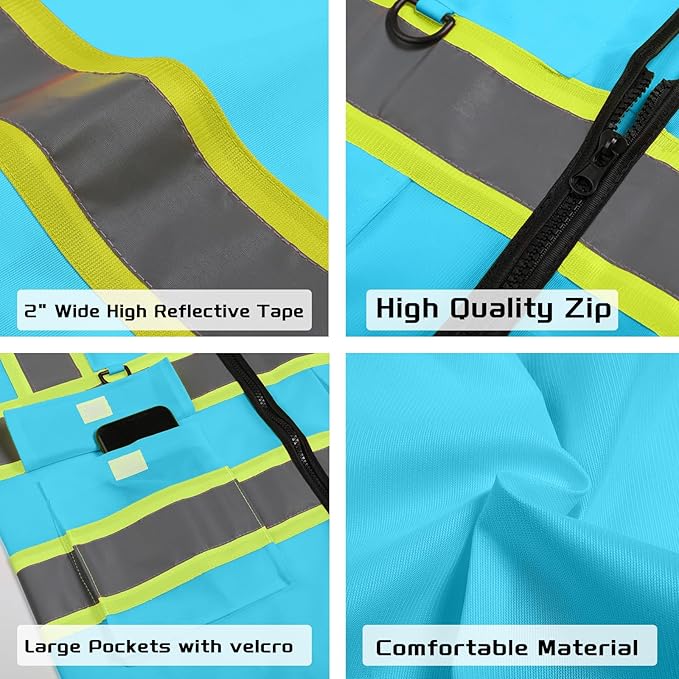 Custom Safety Vest with Logo Pockets High Visibility Reflective Vests - Image 3