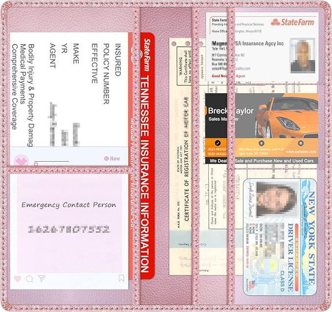 Car Insurance and Registration Holder, 9.5 x 5 Inch PU Leather Vehicle Glove - Image 3