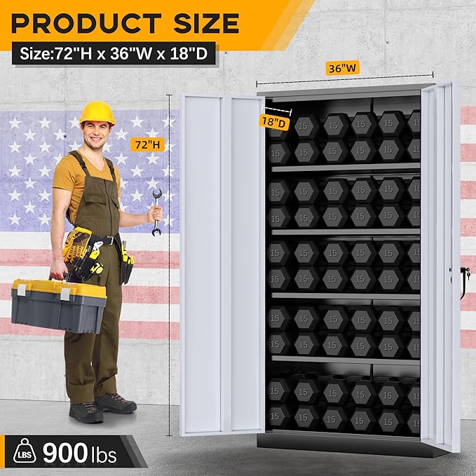 Greenvelly Metal Garage Storage Cabinet - Image 3