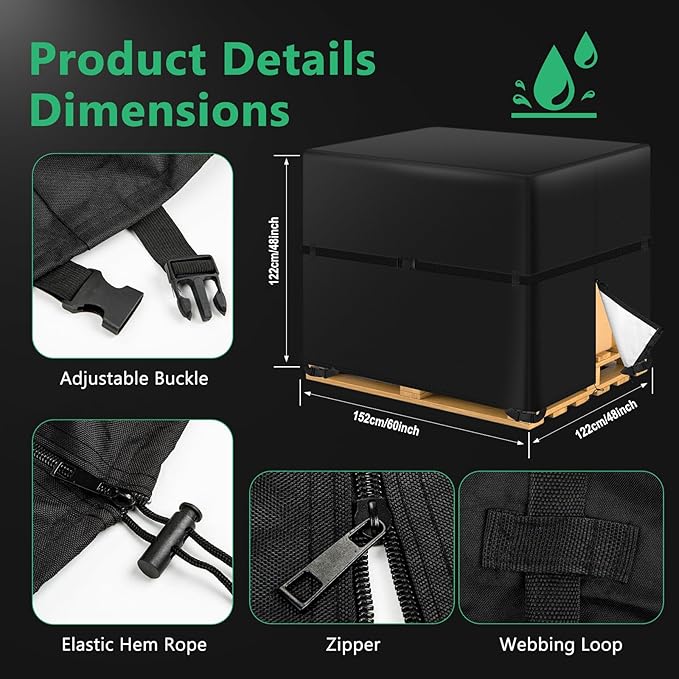 Zipper Pallet Cover, KY-HUAEN 900D Heavy Duty Pallet Covers Fits Large Pallets - Image 3