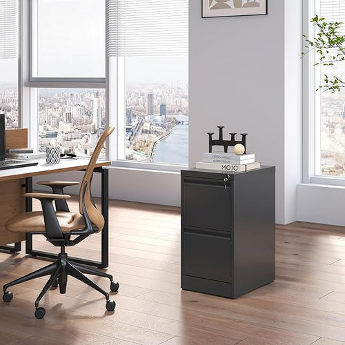 2 Drawer File Cabinet with Lock, Steel Vertical Filing Cabinets - Image 2