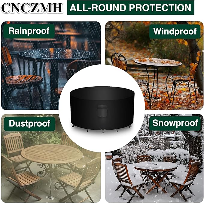 Heavy Duty Patio Furniture Covers Waterproof, 600D Round Outdoor Furniture - Image 6