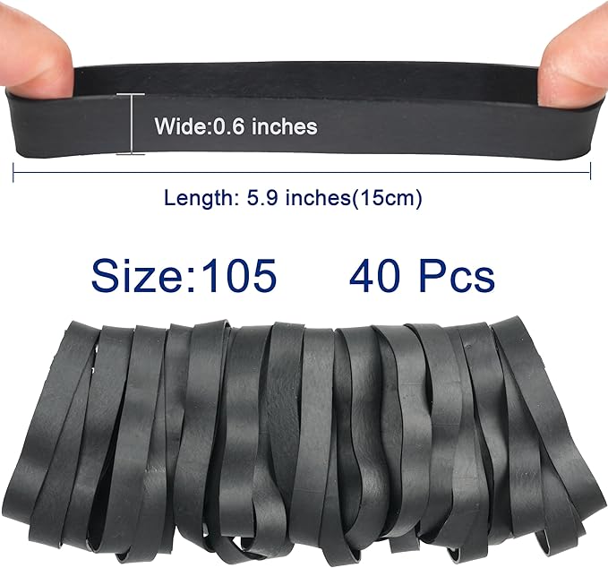 HAIDIBAO-Rubber Bands 40 Pcs size#105 Big black rubber band large Elastic Band - Image 2