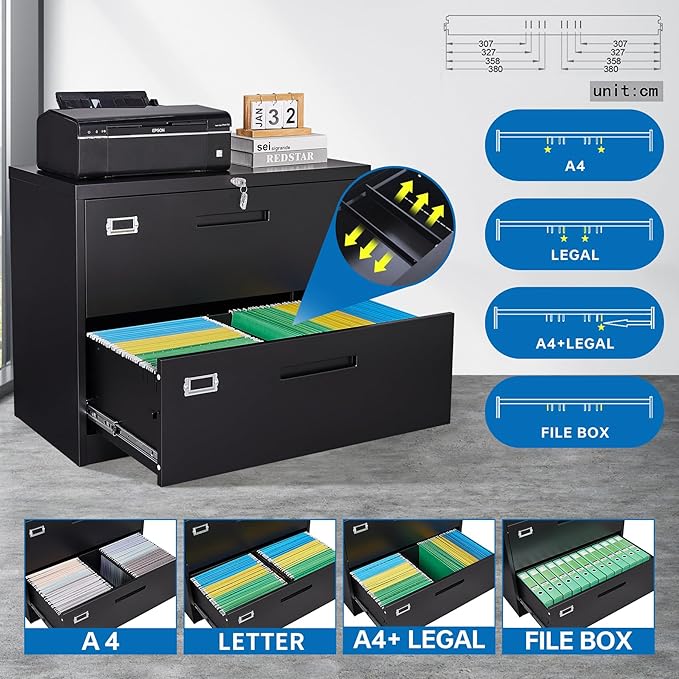 2 Drawer Lateral File Cabinet Metal Filing Cabinet - Image 4