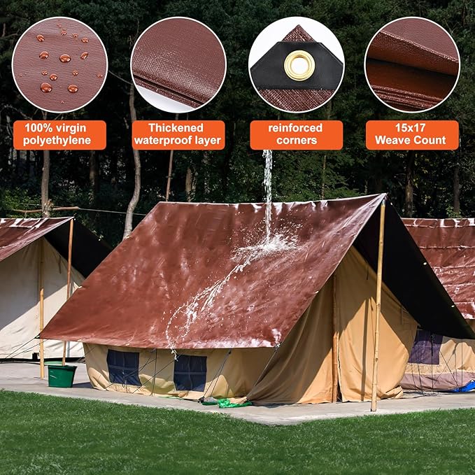 Tarp 12x16FT, 16 Mil Heavy Duty Large Tarps, Waterproof Tarp - Image 3