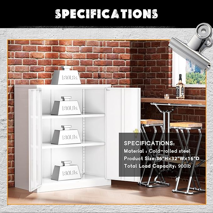 Greenvelly Metal Garage Storage Cabinet, Lockable Metal Cabinets - Image 4