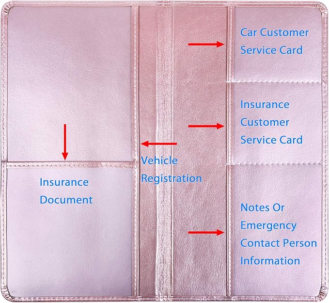 Wisdompro Car Document Holder Organiser, PU Leather Vehicle Insurance and - Image 2