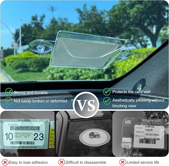 4 Pack Parking Permit Holder for Car Windshield, Acrylic Pass Holder - Image 4
