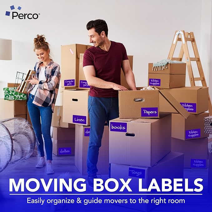 Perco Purple 3x5 Inch Perforated Sticker Labels — 150 Stickers/Roll — - Image 3
