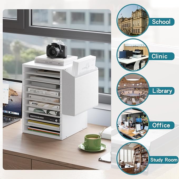 Office Mail Sorter, Wooden Paper Organizer - Image 8