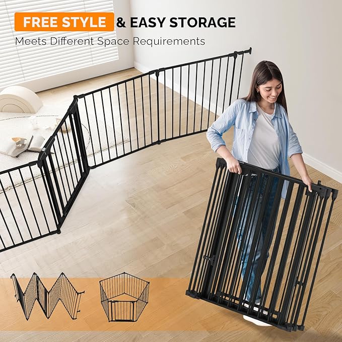 Bonnlo 120 Inches Wide Configurable Baby Gate, Fireplace Safety Fence/Guard - Image 3