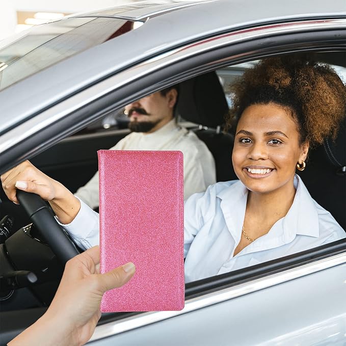 Car Registration and Insurance Holder, Leather Magnetic Shut Vehicle Glove Box - Image 6