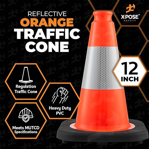 Xpose Safety 12 Inch Orange Traffic Cones - Image 3