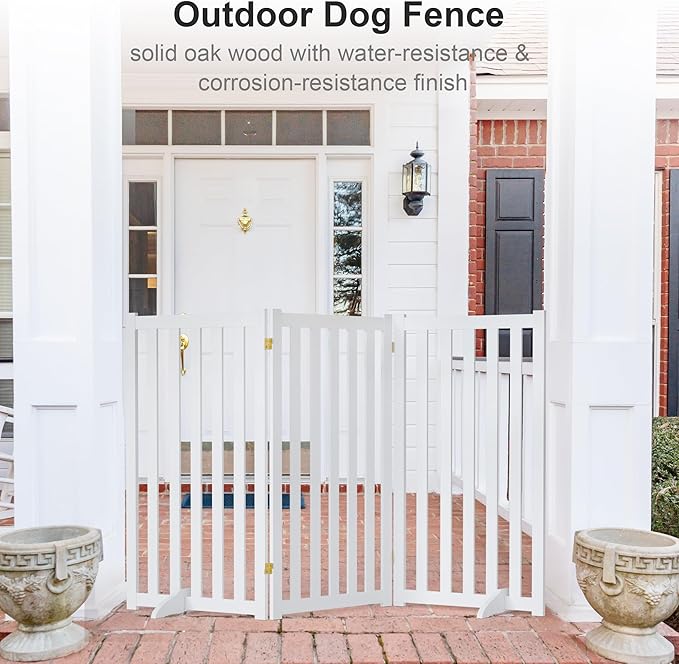 36" Height Extra Tall Freestanding Pet Gate, Solid Wood Folding Safety Fence - Image 7