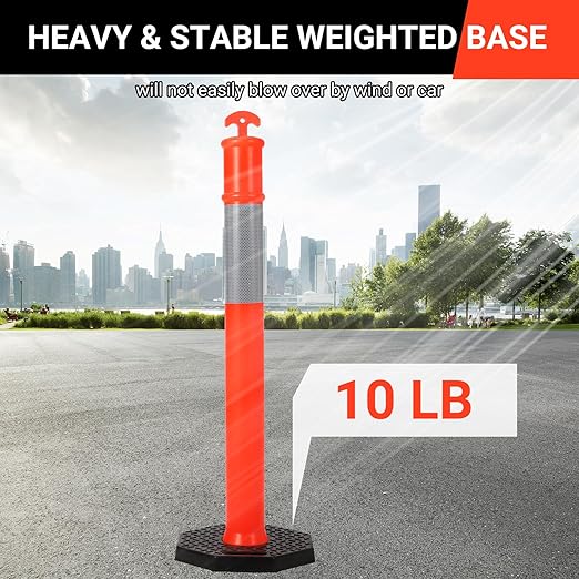Delineator Post with Base 6 Pack, KOKEBREN 45 Inch Portable Orange Traffic - Image 5