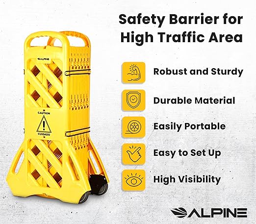 Alpine Commercial Safety Barriers, 13 Foot Expandable Mobile Barricade System - Image 6
