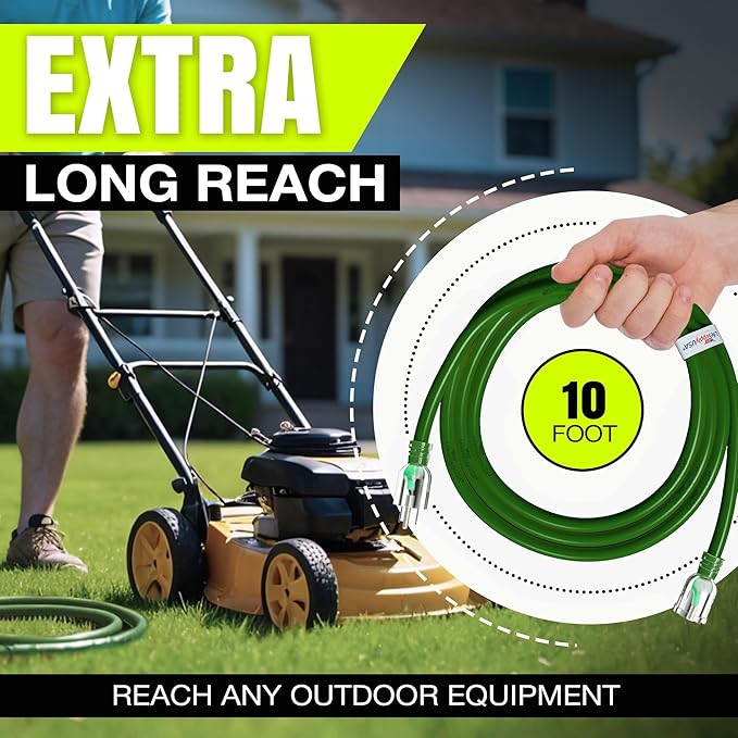 10ft Outdoor/Indoor Extension Cord 10/3 Gauge Ultra Heavy Duty 3 Prong SJTW - Image 6