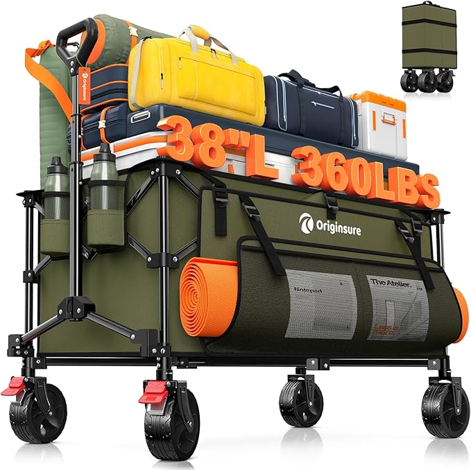 220L Collapsible Wagon Cart Foldable, Utility Carts by Unknown