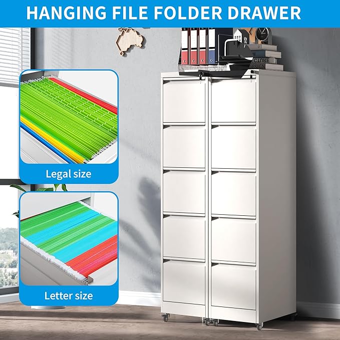 5 Drawer Rolling File Cabinet - Image 5