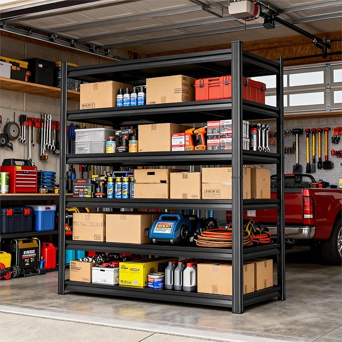 Storage Shelves, Garage Metal Shelving Unit, Adjustable, Double-Layer Column - Image 8