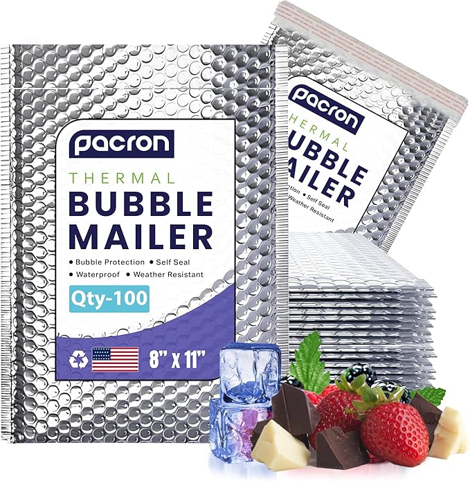 100-Pack Insulated Silver Thermal Bubble Mailers 8 x 11 by Pacron