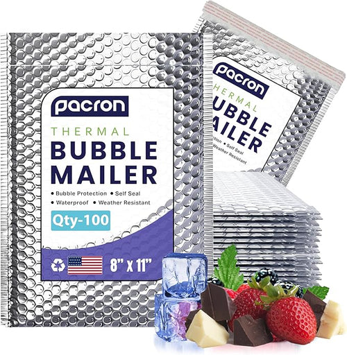 100-Pack Insulated Silver Thermal Bubble Mailers 8 x 11 by Pacron