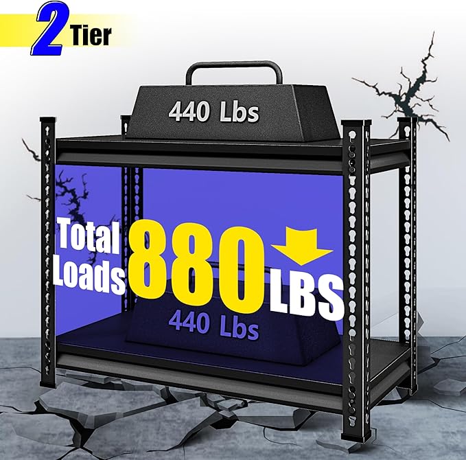 40" W Garage Shelving Heavy Duty, 900 Lbs Loads Garage Storage Shelves Heavy - Image 4