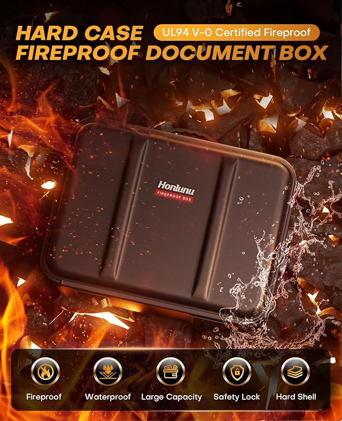 Fireproof Document Box, Hard Case Fireproof Document Organizer - Image 2