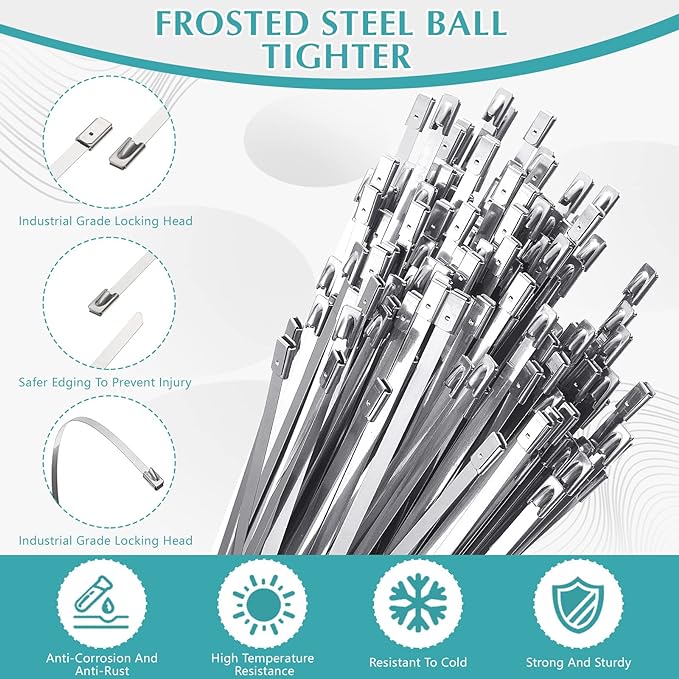LEIFIDE 500 Pcs Metal Zip Ties 304 Stainless Steel Zip Ties Heavy Duty Self - Image 2